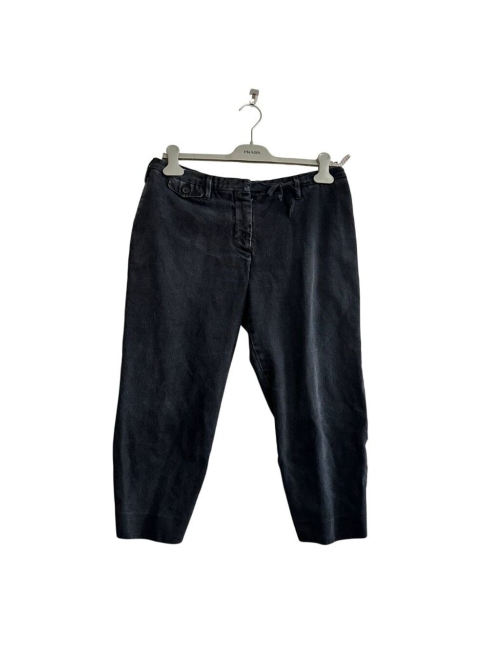 Prada Archive Distressed Blue Black Cotton Utility Pants 46 Adjustable Straps